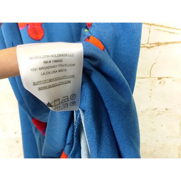 Modcloth Tank Top Womens XS Blue Cherry Bomb Print Coquette 90s Kidcore Retro - Picture 14 of 15